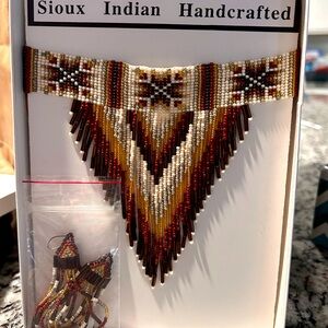 Sioux Indian Handcrafted bead necklace and earrings